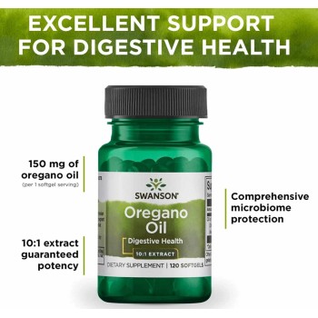 Oregano Oil 10:1 Extract 150 mg (Hingamisteedele) (120kaps/120serv) Swanson USA