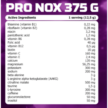 Pre-Workout PRO NOX (375g/30trenni) MuscleCare EU