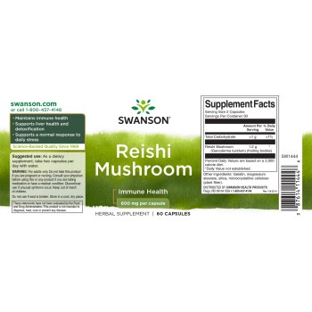 Reishi seen / Reishi Mushroom  600mg (60kaps/60serv)  Swanson USA