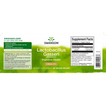 Probiootikumid / Lactobacillus Gasseri, 3 Billion (60kaps/2kuud) Swanson USA